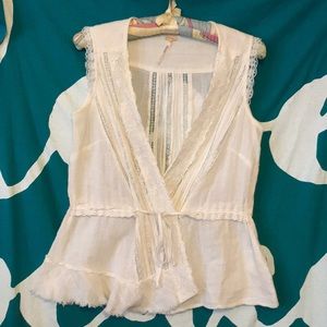 Free People surplice lace wrap top with tie